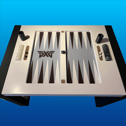 Mesa de Backgammon fabricada en Corian blanco planta- Divertoys