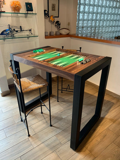 Mesa de Backgammon fabricada en nogal periquera- Divertoys
