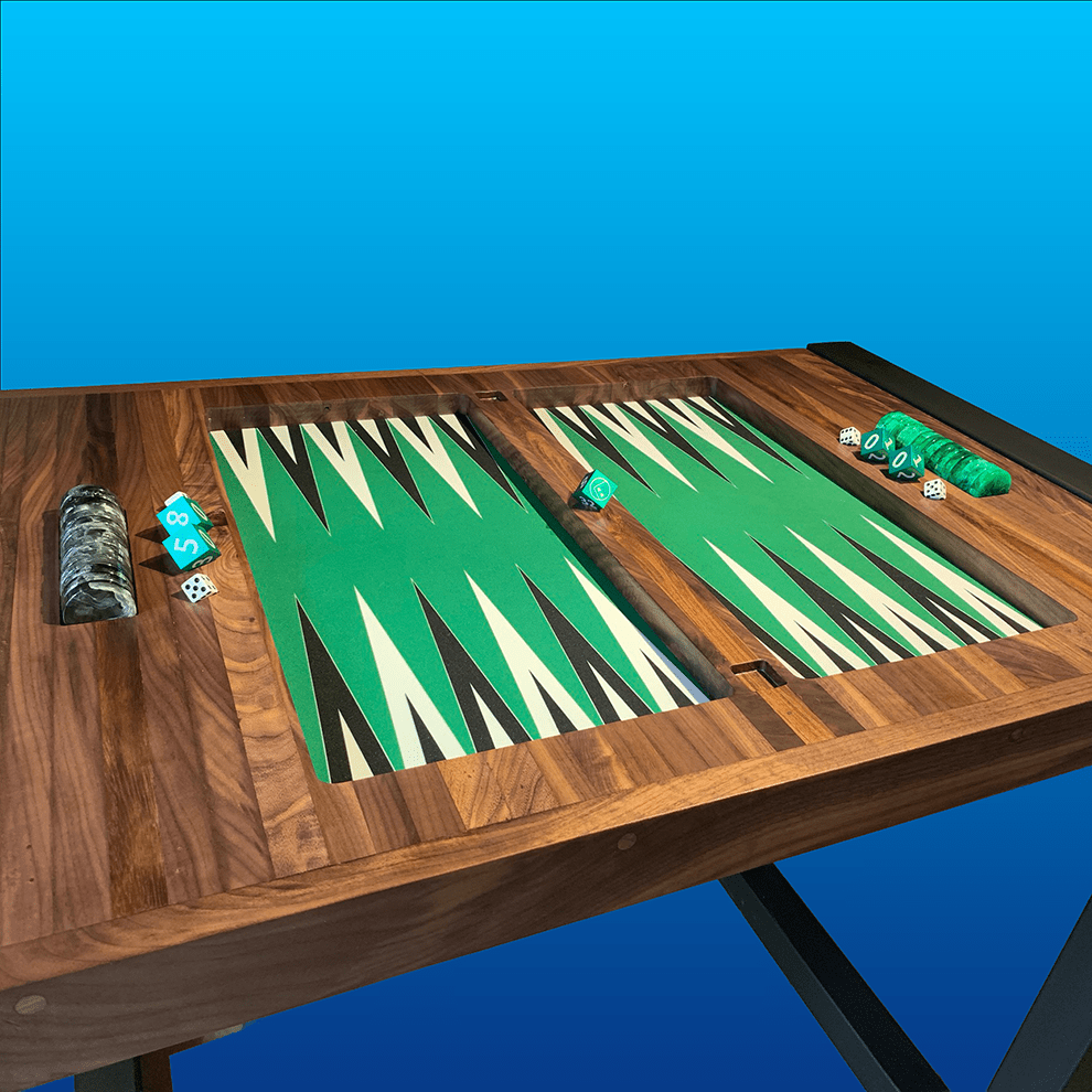 Mesa de Backgammon fabricada en nogal diagonal2- Divertoys
