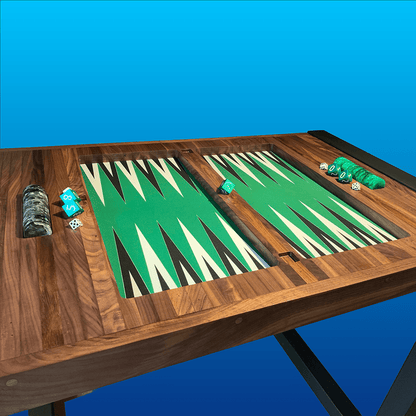 Mesa de Backgammon fabricada en nogal diagonal2- Divertoys