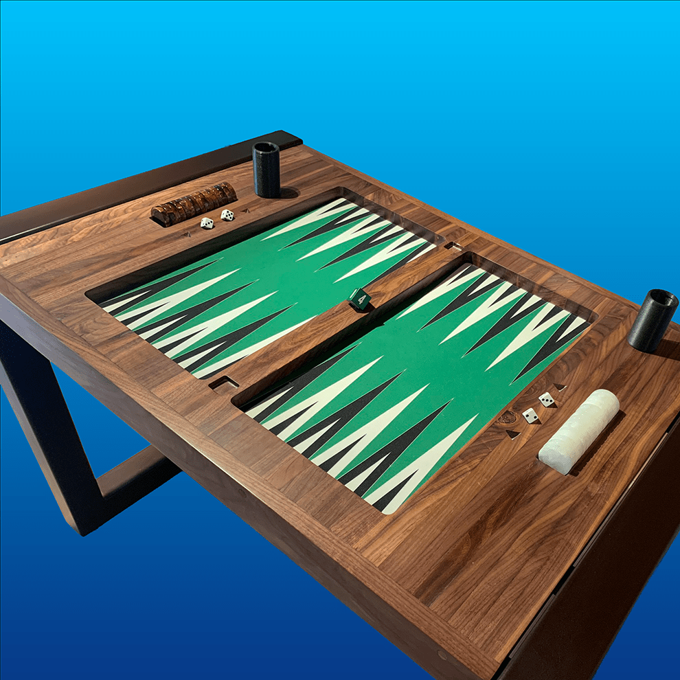Mesa de Backgammon fabricada en nogal diagonal- Divertoys