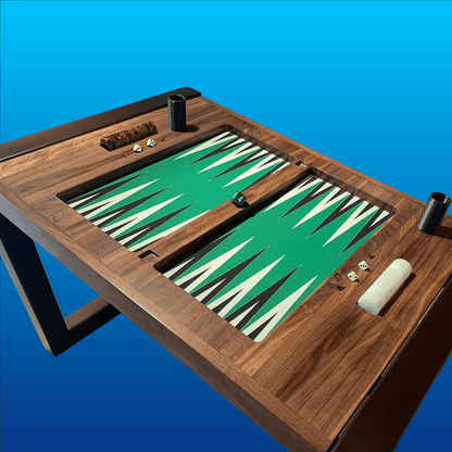 Mesa de Backgammon fabricada en nogal diagonal- Divertoys