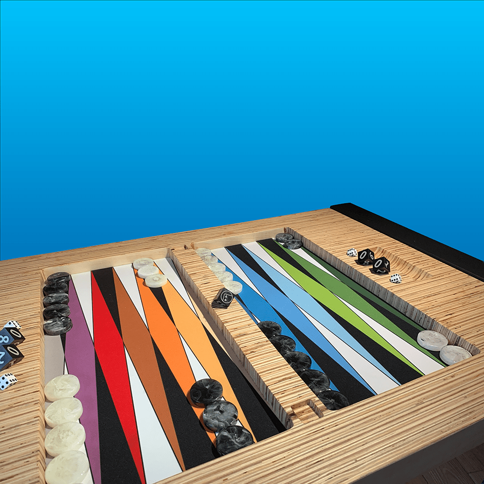Mesa de Backgammon fabricada en Okume frente- Divertoys