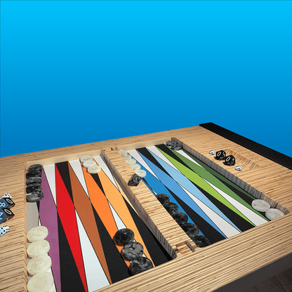 Mesa de Backgammon fabricada en Okume frente- Divertoys