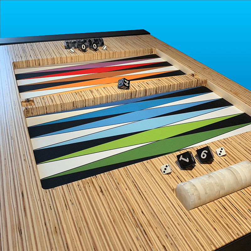 Mesa de Backgammon fabricada en Okume diagonal2- Divertoys