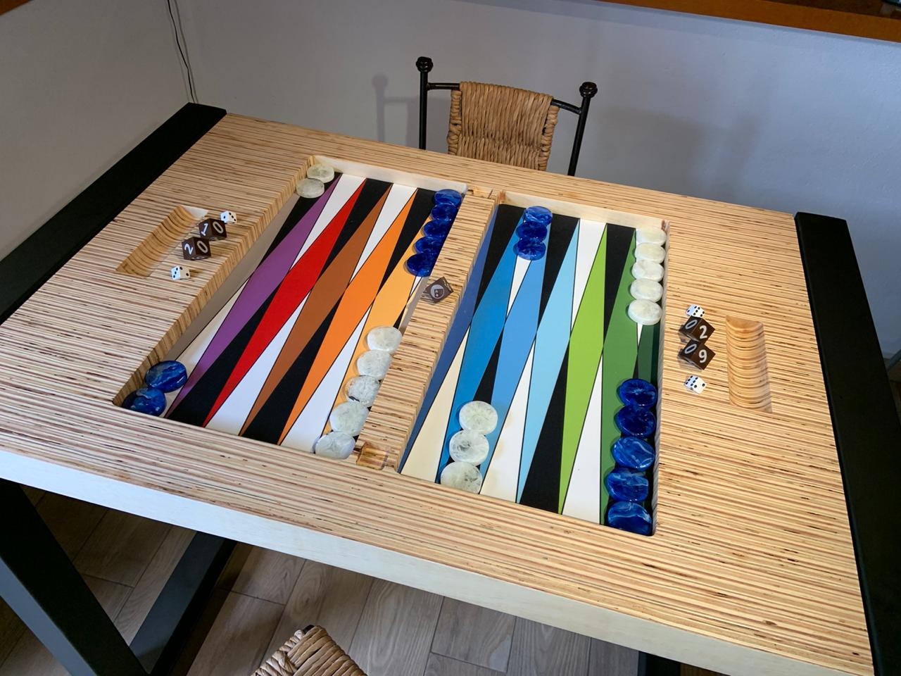 Mesa de Backgammon fabricada en Okume - Divertoys